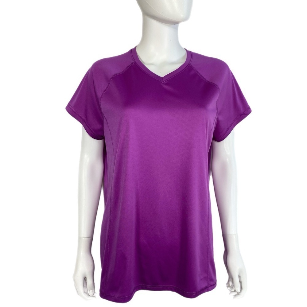 Amazon Essentials Purple V-Neck Short Sleeve Performance Workout Top